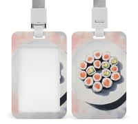 Jubonexis Plaque blanche avec rouleaux de sushi maki - Porte-badge rétractable à clip - Porte-carte de protection pour le travail, le bureau, les médecins et les infirmières