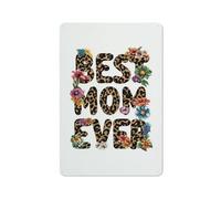 Jubonexis Plaque en métal avec inscription « Best Mom Ever » avec imprimé léopard - Décoration murale pour bar, pub, club, café, chambre - Blanc - 30 x 20 cm