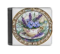 Jubonexis Plateau en verre teinté pour tasse de thé en cuir synthétique souple à deux volets, porte-monnaie, carte de crédit, porte-cartes fin pour homme et femme