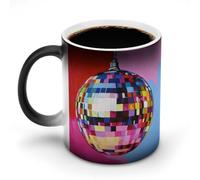 Jubonexis Pop Art Funky Colors Tasse à café en céramique changeant de couleur avec boule disco 325 ml