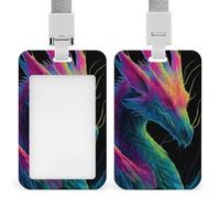 Jubonexis Porte-badge à clip rétractable avec motif dragon fluo dégradé surréaliste pour le travail, le bureau, les médecins, les infirmières