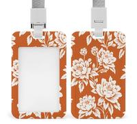 Jubonexis Porte-badge à motif floral simple sur orange rétractable avec clip pour carte de protection, badge nominatif, étiquette de nom pour travail, bureau, médecin, infirmière