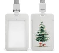 Jubonexis Porte-badge classique simple en forme de sapin de Noël avec clip rétractable pour le travail, le bureau, les médecins, les infirmières