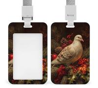 Jubonexis Porte-badge de Noël avec clip rétractable pour carte d'identité Motif colombe de paix Pour le travail, le bureau, les médecins, les infirmières