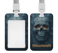 Jubonexis Porte-badge d'Halloween en forme de tête de mort rétractable à clip pour carte de protection, badge nominatif, étiquette de nom pour le travail, le bureau, le médecin, l'infirmière