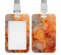 Jubonexis Porte-badge d'identification rétractable à encre d'alcool orange et doré avec clip pour carte de protection, badge nominatif pour travail, bureau, médecin, infirmière
