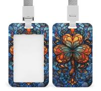 Jubonexis Porte-badge en verre teinté avec clip rétractable en forme de trèfle pour le travail, le bureau, les médecins, les infirmières