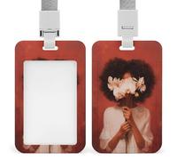 Jubonexis Porte-badge esthétique avec clip rétractable pour femme noire et orchidée blanche