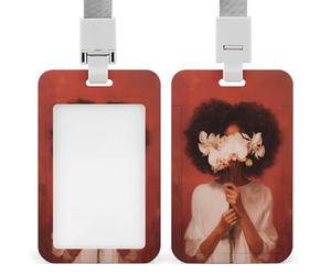 Jubonexis Porte-badge esthétique avec clip rétractable pour femme noire et orchidée blanche