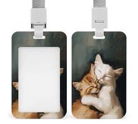 Jubonexis Porte-badge esthétique avec deux chats vert émeraude rétractable, porte-cartes, porte-cartes, badge nominatif pour travail, bureau, médecin, infirmière