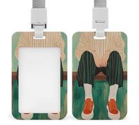 Jubonexis Porte-badge esthétique pour femme assise sur un banc - Porte-carte rétractable - Porte-carte de protection pour le travail, le bureau, le médecin, l'infirmière