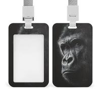 Jubonexis Porte-badge Gorilla noir et blanc avec clip rétractable pour le travail, le bureau, les médecins, les infirmières