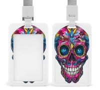 Jubonexis Porte-badge mexicain en forme de tête de mort rétractable avec clip pour carte de protection pour le travail, le bureau, les médecins, les infirmières