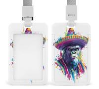 Jubonexis Porte-badge mexicain rétractable avec motif de singe avec ombrero - Porte-carte de protection pour le travail, le bureau, les médecins, les infirmières