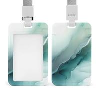 Jubonexis Porte-badge minimaliste abstrait vert brume, porte-carte rétractable, protecteur de carte, badge nominatif, étiquette de nom pour travail, bureau, médecin, infirmière
