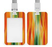 Jubonexis Porte-badge minimaliste abstrait vert orange avec clip rétractable pour carte de protection pour le travail, le bureau, les médecins, les infirmières