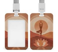 Jubonexis Porte-badge minimaliste bohème abstrait en forme de fleur de lotus pour carte d'identité, porte-cartes, porte-nom, étiquette de nom pour travail, bureau, médecin, infirmière