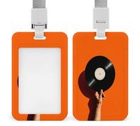 Jubonexis Porte-badge minimaliste en vinyle sur orange, esthétique, rétractable, porte-cartes, protecteur de carte, badge nom, étiquette pour travail, bureau, médecin, infirmière