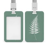Jubonexis Porte-badge minimaliste vert sauge avec feuille de fougère rétractable à clip pour carte de protection pour le travail, le bureau, les médecins, les infirmières