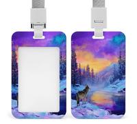 Jubonexis Porte-badge mystique avec motif loup dans la neige - Rétractable - Pour le travail, le bureau, les médecins, les infirmières