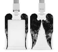 Jubonexis Porte-badge noir avec ailes d'ange graffiti rétractable à clip pour carte de protection pour le travail, le bureau, les médecins, les infirmières