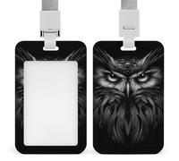 Jubonexis Porte-badge noir avec clip rétractable en forme de hibou mythique pour le travail, le bureau, les médecins, les infirmières