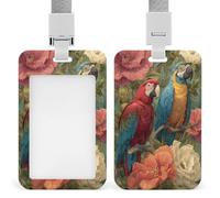 Jubonexis Porte-badge rétractable à clip avec deux perroquets sur une branche - Porte-nom pour le travail, le bureau, les médecins, les infirmières