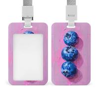 Jubonexis Porte-badge rétractable à clip avec motif myrtilles sur rose pour le travail, le bureau, les médecins, les infirmières