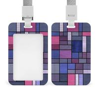 Jubonexis Porte-badge rétractable à clip avec motif vitrail bleu, rose, violet pour le travail, le bureau, les médecins, les infirmières