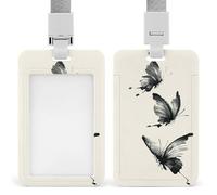 Jubonexis Porte-badge rétractable à clip avec trois papillons volants pour le travail, le bureau, les médecins, les infirmières