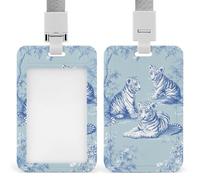 Jubonexis Porte-badge rétractable à clip avec trois tigres bleus pour le travail, le bureau, les médecins, les infirmières