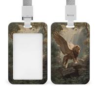 Jubonexis Porte-badge rétractable à clip majestueux lion sur rochers pour le travail, le bureau, les médecins, les infirmières