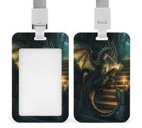 Jubonexis Porte-badge rétractable à clip pour lecture de livres et badges d'identification Motif dragon majestueux Pour le travail, le bureau, les médecins, les infirmières