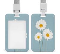 Jubonexis Porte-badge rétractable à trois marguerites avec pétales blancs et centres jaunes pour le travail, le bureau, les médecins, les infirmières