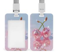 Jubonexis Porte-badge rétractable avec 2 boules disco roses et cerises - Porte-carte de protection pour le travail, le bureau, les médecins, les infirmières