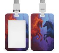 Jubonexis Porte-badge rétractable avec clip pour carte d'identité Motif chevaux rouges et noirs