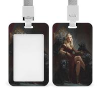 Jubonexis Porte-badge rétractable avec clip pour carte d'identité - Motif chiens noirs - Pour le travail, le bureau, les médecins, les infirmières