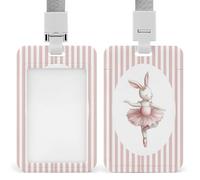 Jubonexis Porte-badge rétractable avec clip pour carte d'identité - Motif lapin faisant du ballet - Pour le travail, le bureau, les médecins, les infirmières