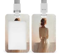 Jubonexis Porte-badge rétractable avec clip pour femme debout près d'une fenêtre