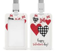 Jubonexis Porte-badge rétractable avec grand cœur rouge pour la Saint-Valentin, pour le travail, le bureau, les médecins, les infirmières