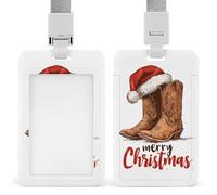 Jubonexis Porte-badge rétractable avec inscription « Merry Christmas Cowboy » - Pour le travail, le bureau, les médecins, les infirmières