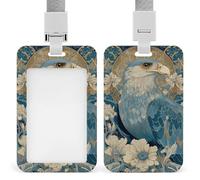 Jubonexis Porte-badge rétractable avec motif aigle et fleurs - Porte-carte - Protection pour le travail, le bureau, les médecins, les infirmières