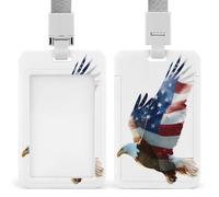 Jubonexis Porte-badge rétractable avec motif aigle majestueux agitant le drapeau américain avec clip pour le travail, le bureau, les médecins, les infirmières