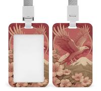 Jubonexis Porte-badge rétractable avec motif aigle volant au-dessus de la montagne, porte-cartes, porte-nom pour travail, bureau, médecin, infirmière