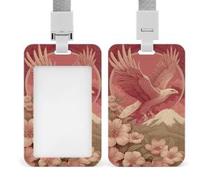Jubonexis Porte-badge rétractable avec motif aigle volant au-dessus de la montagne, porte-cartes, porte-nom pour travail, bureau, médecin, infirmière