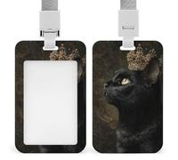 Jubonexis Porte-badge rétractable avec motif chat noir avec une couronne de style victorien pour le travail, le bureau, les médecins, les infirmières
