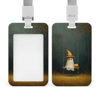 Jubonexis Porte-badge rétractable avec motif citrouille et fantôme mignon sur une balançoire pour le travail, le bureau, les médecins, les infirmières