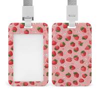 Jubonexis Porte-badge rétractable avec motif de fraises et de petites fleurs et cœurs pour le travail, le bureau, les médecins, les infirmières