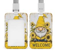Jubonexis Porte-badge rétractable avec motif de nain de tournesol avec chapeau jaune - Porte-carte de protection pour le travail, le bureau, les médecins, les infirmières