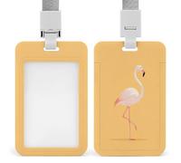 Jubonexis Porte-badge rétractable avec motif flamant rose pastel debout sur une jambe - Porte-carte de protection pour le travail, le bureau, le médecin, l'infirmière